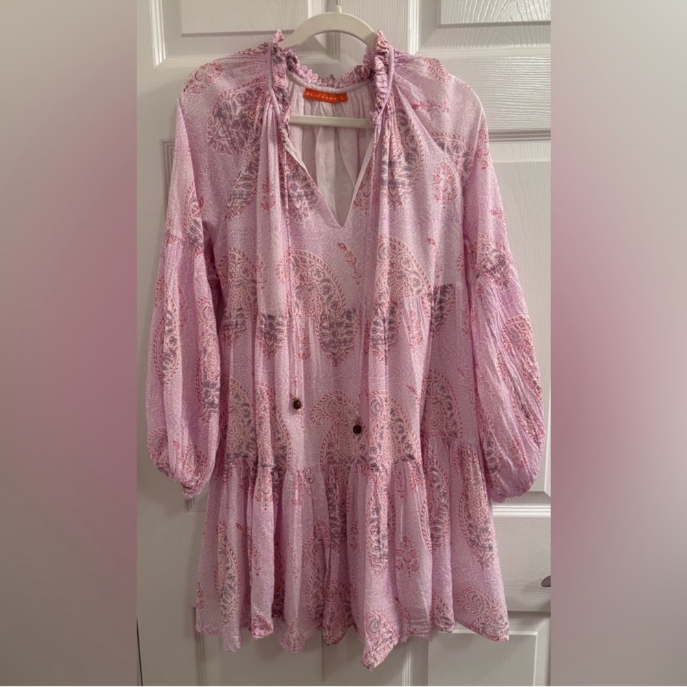 Oliphant Balloon Sleeve Pink / Purple Paisley Dress